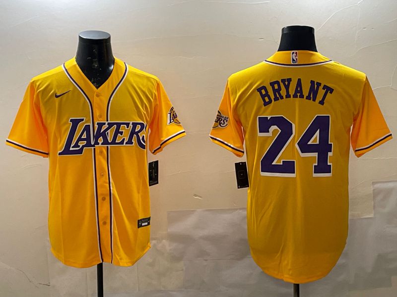 Men Los Angeles Lakers #24 Bryant Yellow Joint Name Nike 2025 NBA Jersey style 1->oakland athletics->MLB Jersey